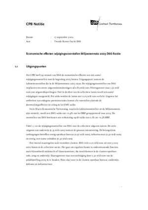 Economische effecten wijzigingsvoorstellen Miljoenennota 2003 D66-fractie