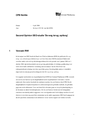 Second Opinion SEO studie 'De weg terug; epiloog'