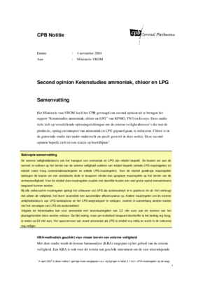 Second opinion Ketenstudies ammoniak, chloor en LPG