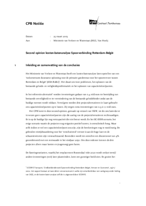 Second opinion kosten-batenanalyse Spoorverbinding Rotterdam-België
