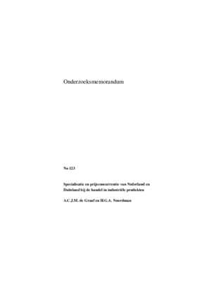 Specialisatie en prijsconcurrentie van Nederland en Duitsland bij de handel in industriële produkten