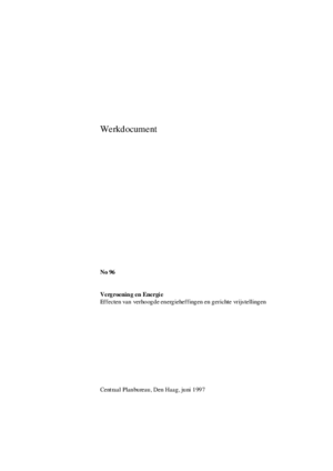 Vergroening en energie; effecten van verhoogde energieheffingen en gerichte vrijstellingen