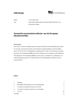 Verwachte economische effecten van de Europese Dienstenrichtlijn