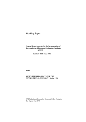 Korte termijn prognoses voor de internationale economie - voorjaar 1996; algemeen verslag aangeboden aan de voorjaarsvergadering van de AIECE; Dublin, 8-10 mei, 1996