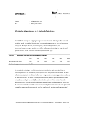 Winstdeling bij pensioenen in de Nationale Rekeningen